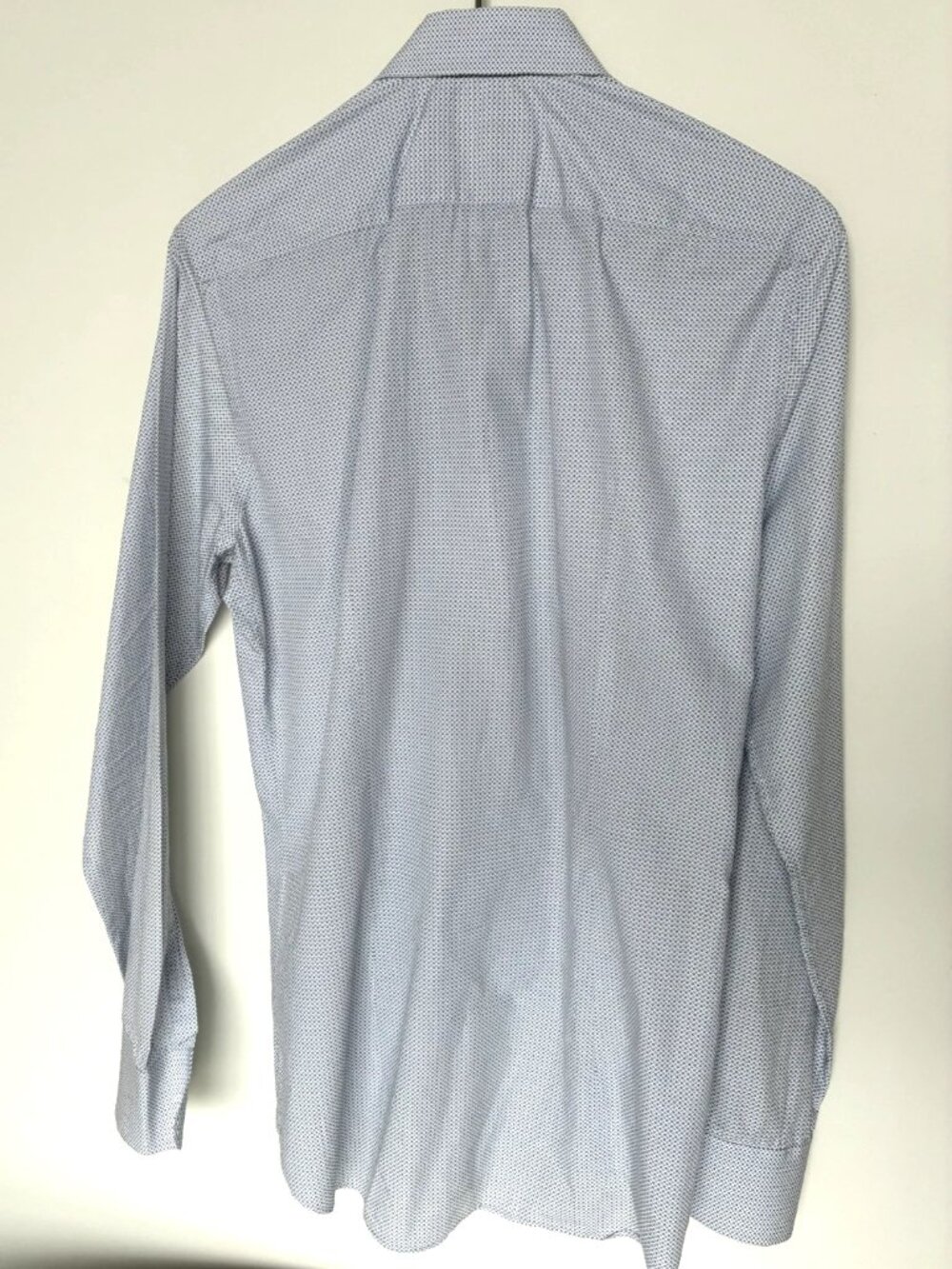 PRADA men's dress shirt, size 15.5" / 39cm, white blue black micro-pattern - Picture 3 of 10